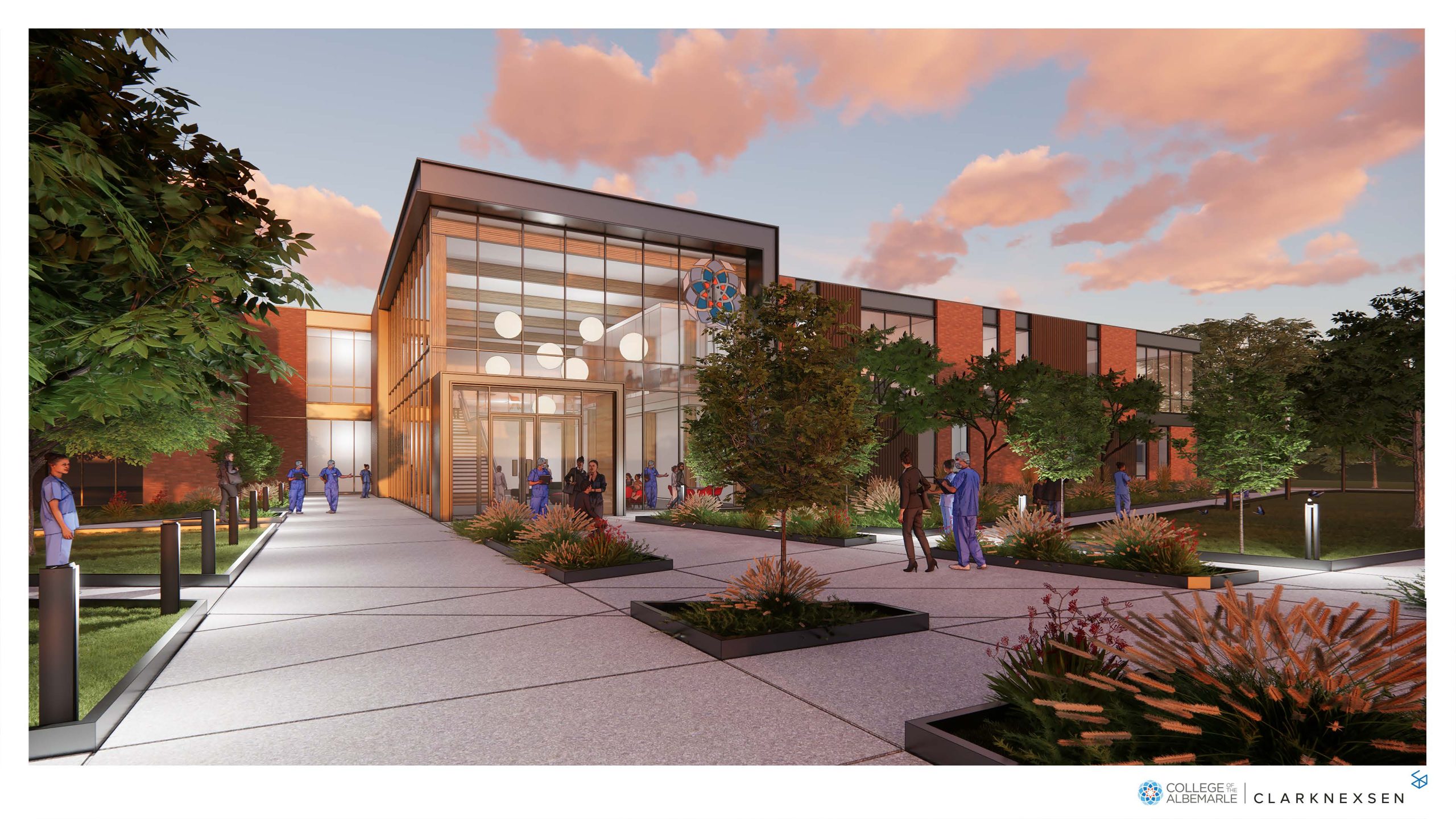 COA Health Sciences - Front Entrance View Rendering