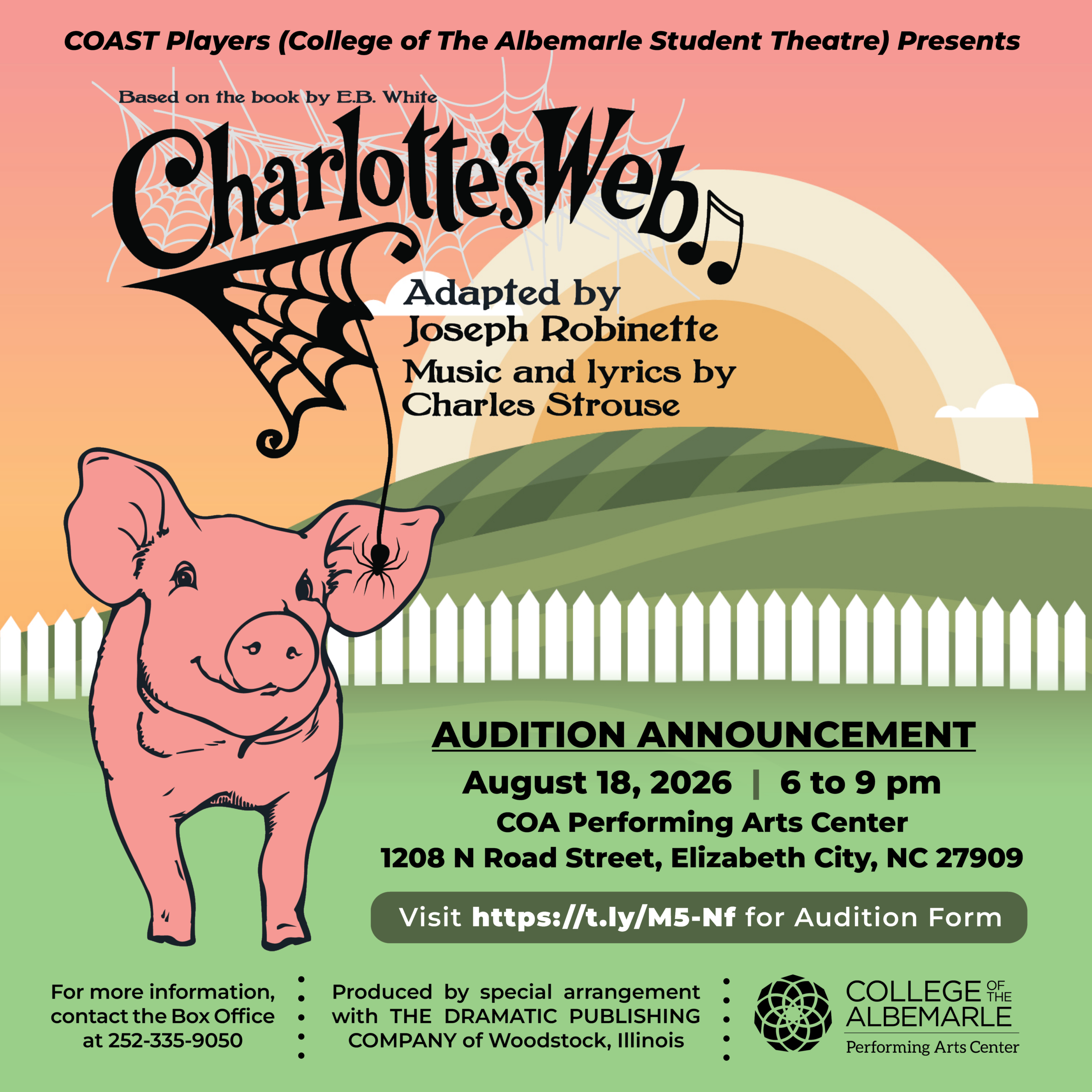 Audition Announcement for Charlotte's Web.