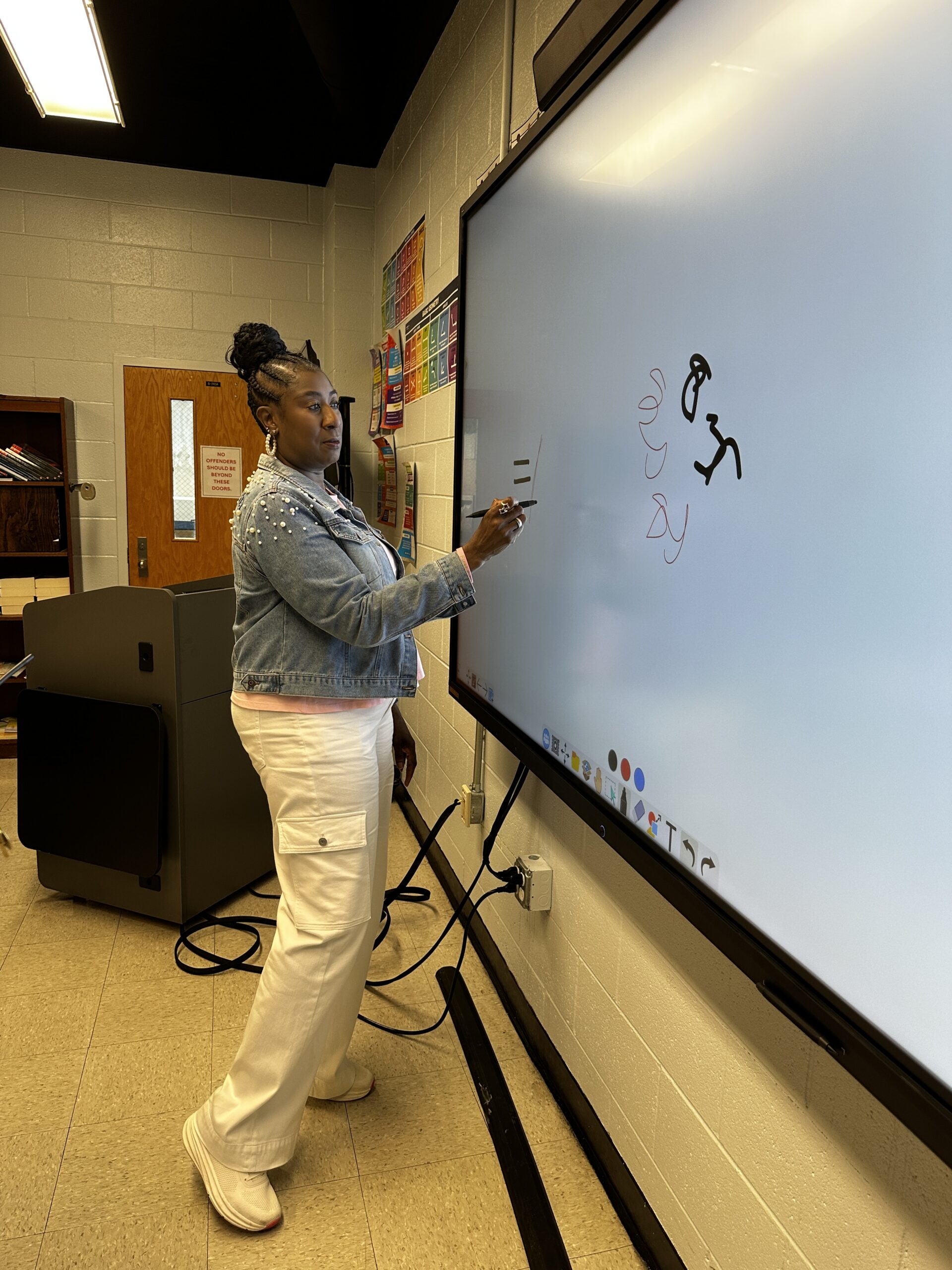 Dr. Kimberly Gregory tests the Extron Digital Touchpad at Pasquotank Correctional Institution.