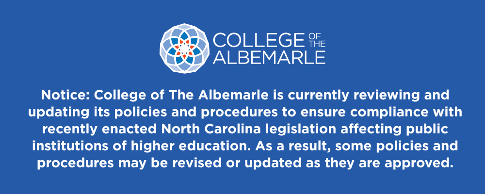 Banner Notice for COA Policy and Procedures